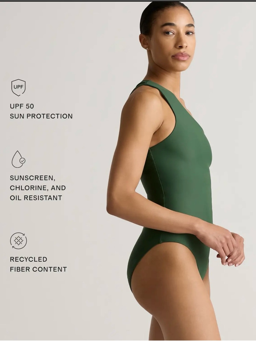 Italian One-Shoulder Women’s Swimsuit — Palm g195 - Picture 3 of 5